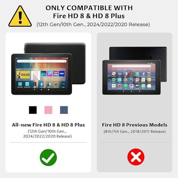 Amazon Kindle Fire Cover, HD 8 & 8 Plus (12th Gen/10th Gen) 2024/2022/2020 - Picture 8 of 9